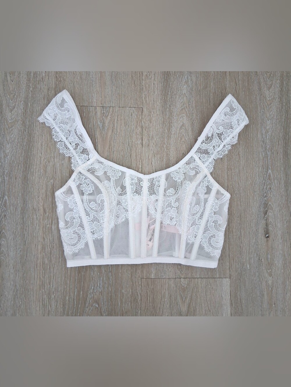 Victoria's Secret Sheer Lace Corset Top in White